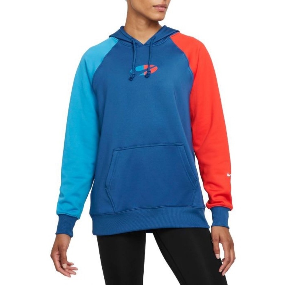 Nike Therma-FIT Colorblock Hoodie Pullover Sweatshirt Training Blue Women Small